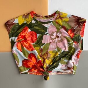 Aerie Vibrant Floral Knot Crop Top